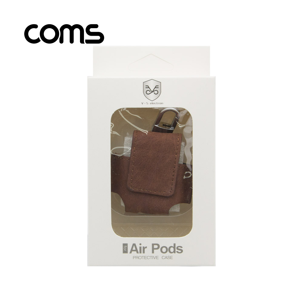 Coms 에어팟 가죽 케이스, Dark brown
