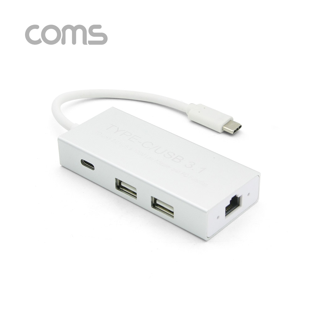 Coms USB 3.1 컨버터(Type C) / 허브 / USB 2.0 2포트, 랜 10/100Mbps