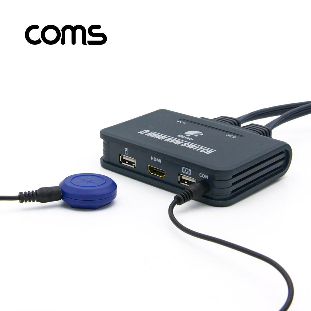 Coms 2포트 HDMI KVM 스위치(2:1) 케이블(110cm) 연결형