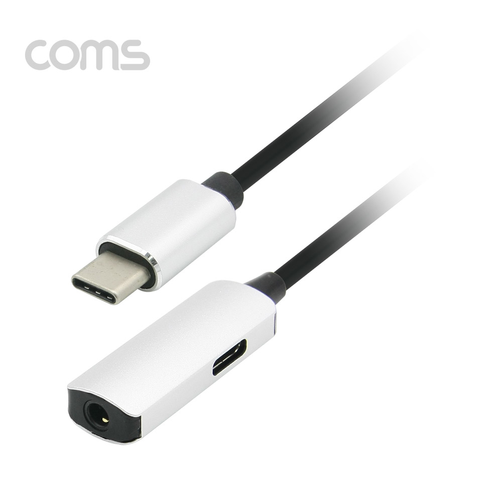 Coms USB 3.1(Type C) 오디오(7.1) 컨버터(3.5 ST + 충전) 케이블형, Metal/Silver - 화웨이, 샤오미 전용(국내폰 사용불가)