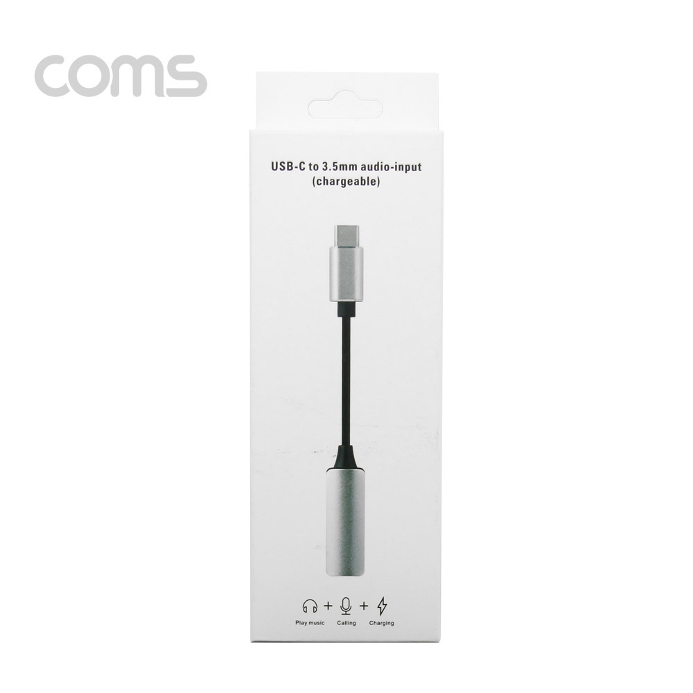Coms USB 3.1(Type C) 오디오(7.1) 컨버터(3.5 ST + 충전) 케이블형, Metal/Silver - 화웨이, 샤오미 전용(국내폰 사용불가)