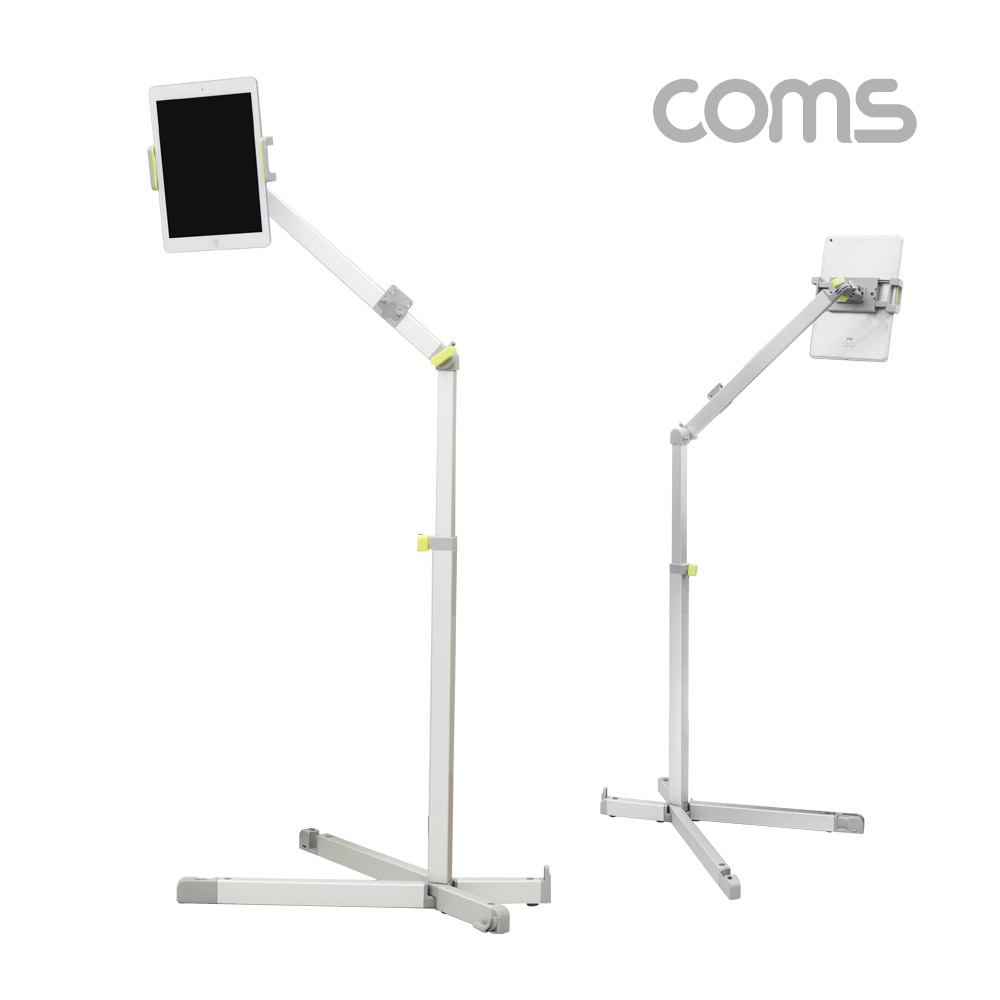 Coms 접이식 태블릿/스마트폰 스탠드형 거치대, 길이조절, 360도 회전, 각도조절