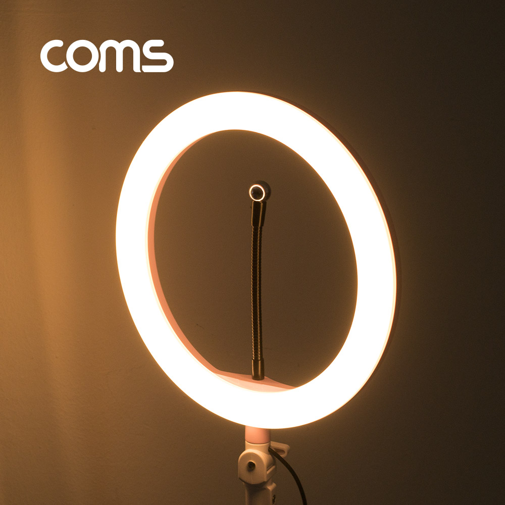 Coms LED 원형 램프 / 링 라이트 / 개인방송용 조명 / USB 전원 / Ring Light / 26cm / 삼각대 포함