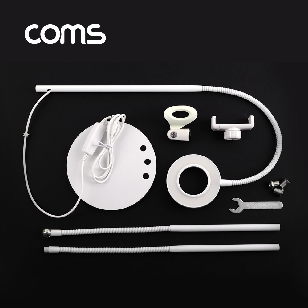 Coms LED 원형 램프(Ring Light)&스마트폰&마이크 스탠드(3 in 1) / 탁상 거치 / 개인방송용