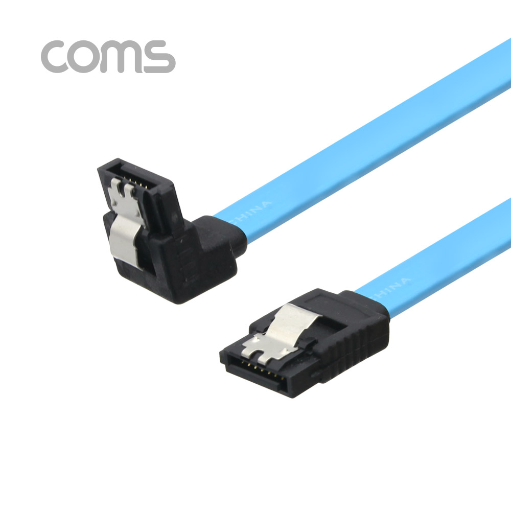 Coms SATA 하드 케이블 (SATA3) - Blue / 6.0Gbps, 한쪽 꺾임 / 1M