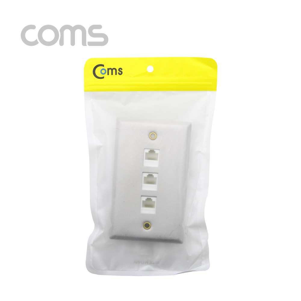 Coms 월 플레이트 - RJ45 3Port / 알루미늄 PLATE / LAN 3Port
