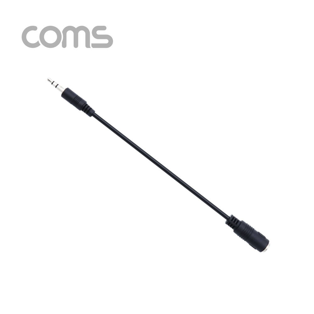 Coms 마이크 변환 젠더 3극 3.5 (M) / 4극 3.5 (F) / 15cm / Black