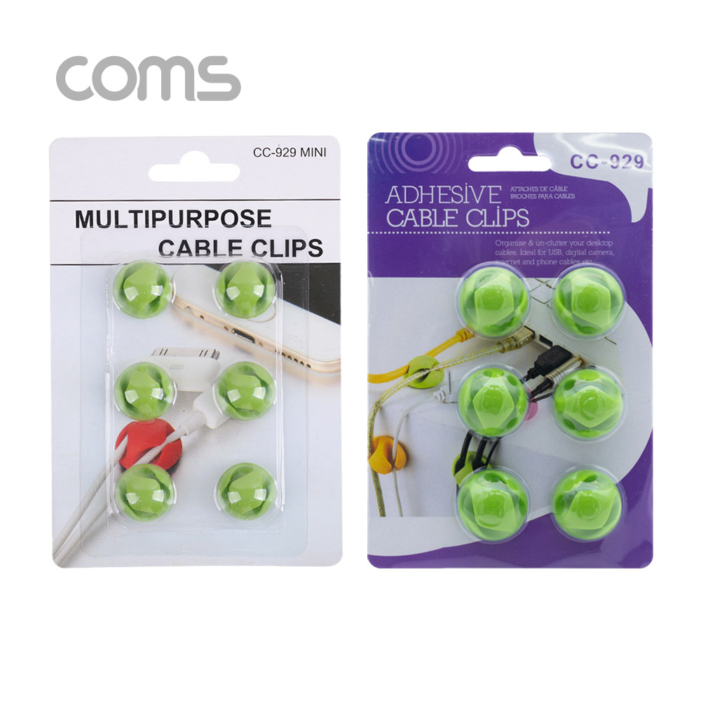 Coms 케이블 오거나이저(홀더형/6pcs), Green / 케이블 / 볼펜 고정