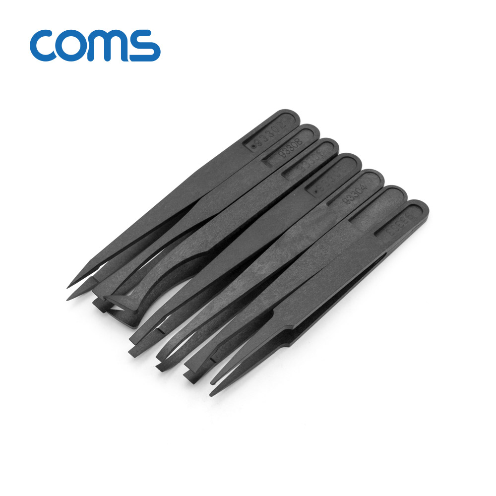 Coms 정전기 방지 플라스틱 핀셋/집게 7종 세트(7pcs)