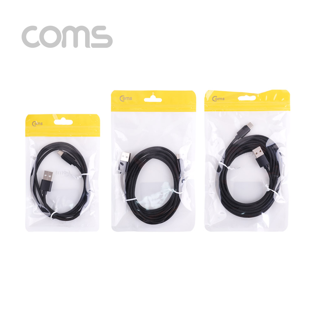 Coms USB 3.1 케이블 (Type C) 3M, Black, USB A(M)/C(M), 패브릭