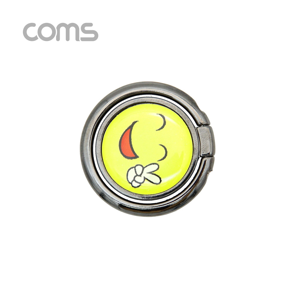 Coms 스마트폰 핑거링 / 링 홀더 / Black / V스마일