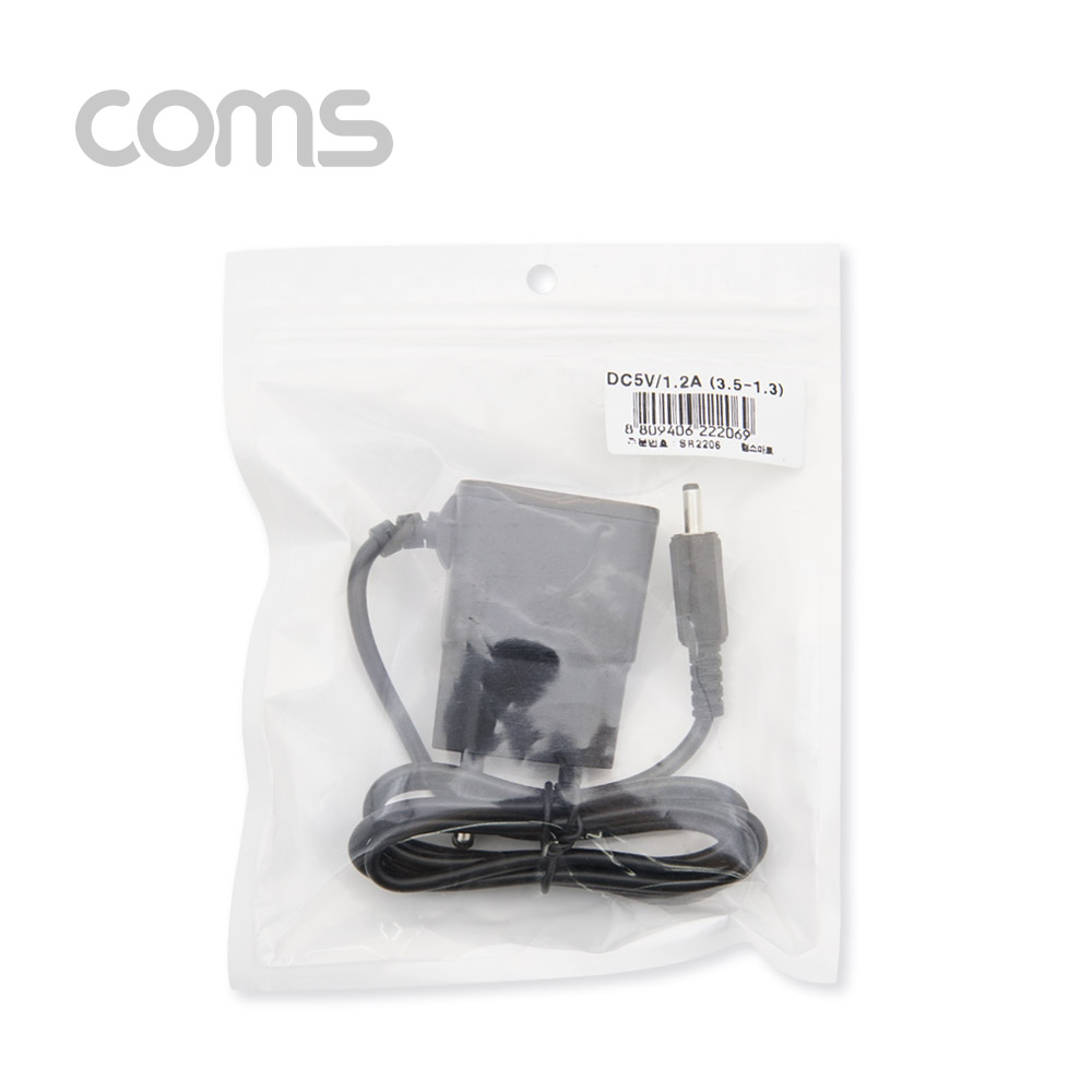 Coms 아답터 (정전압) DC 5V 1.2A, Black - 3.5mm / 1.3mm