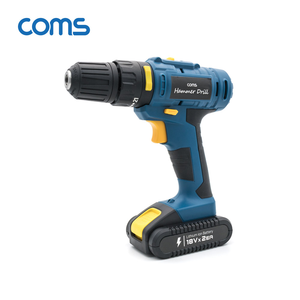Coms 리튬이온 충전 전동 해머드릴 / 18V x 2개 / 3600rpm / 비트포함 / 플렉시블비트제공
