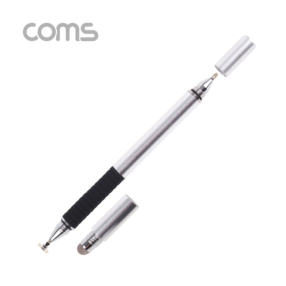 Coms 스마트폰 터치펜(볼펜 포함) / 정전식 / 디스크형 / 펜 타입 / 스타일러스 / Silver