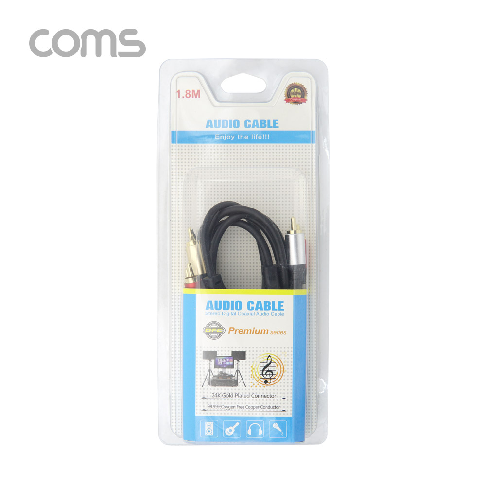 Coms RCA 케이블(3선/최고급) / 24K Gold / OFC(무산소동선) / 1.8M