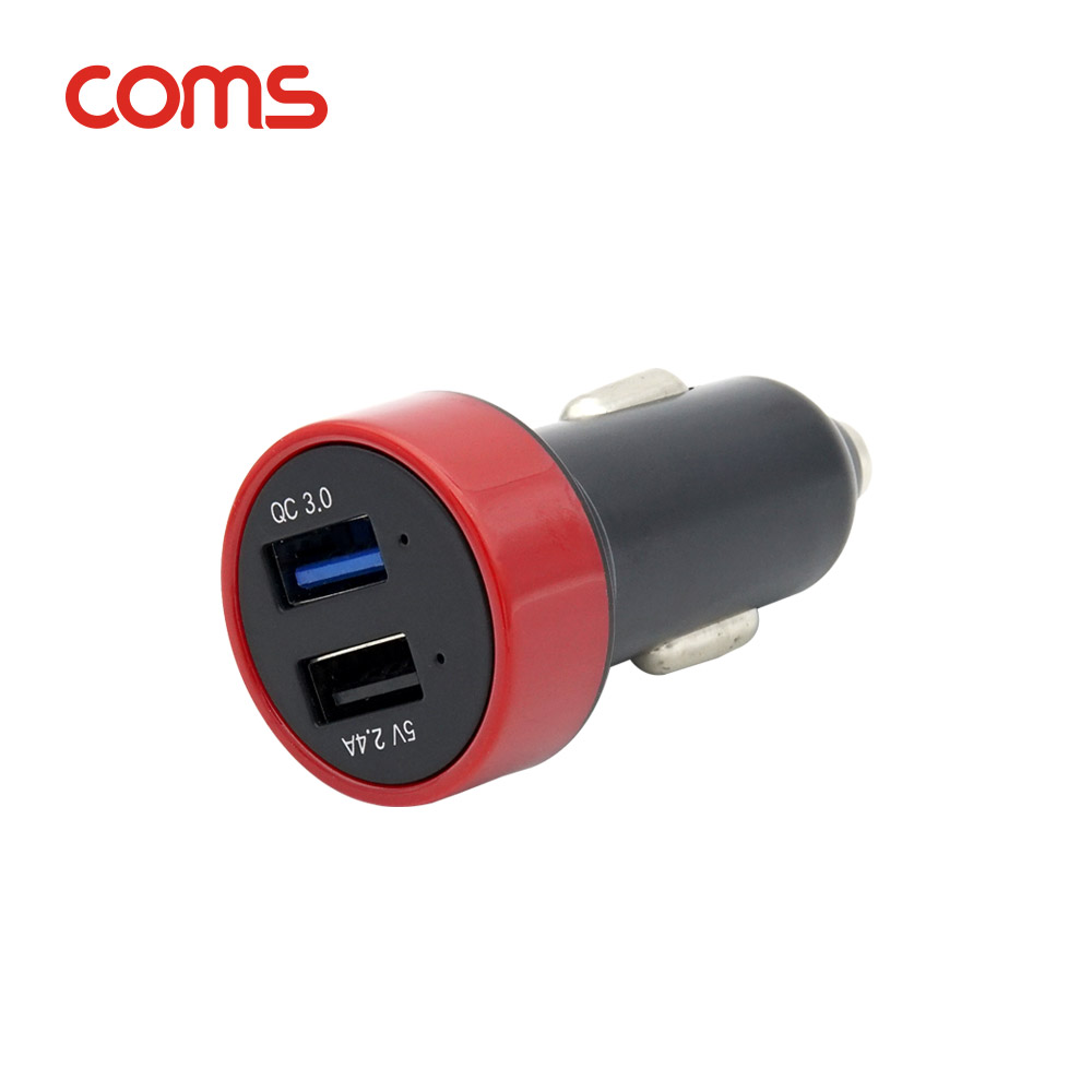 Coms G POWER 고속 차량용 2구 충전기 / 12V 1.5A / QC 3.0 / 2포트 / 블랙