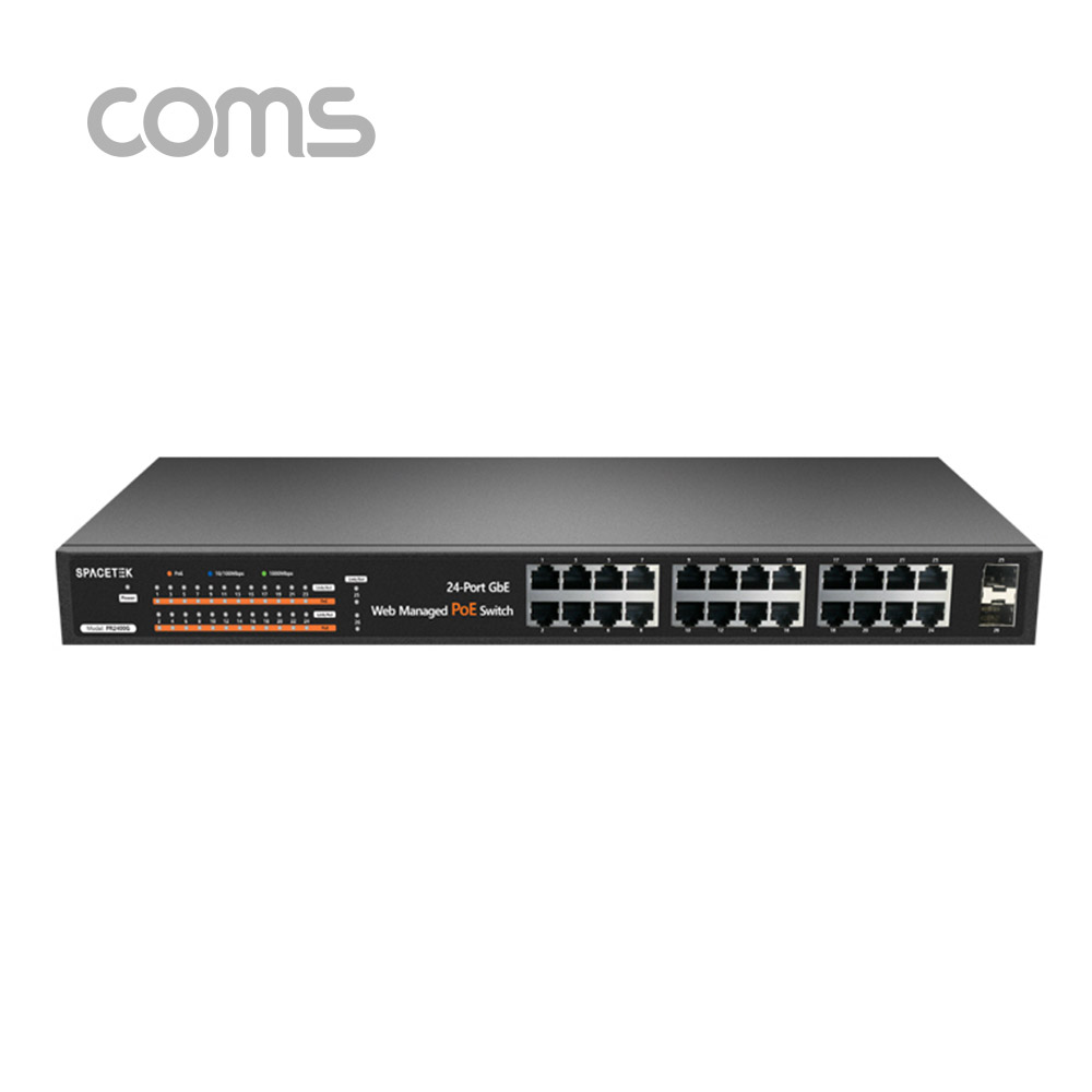 Coms 24포트 기가비트 GbE PoE 스위치허브 10/100/1000Mbps