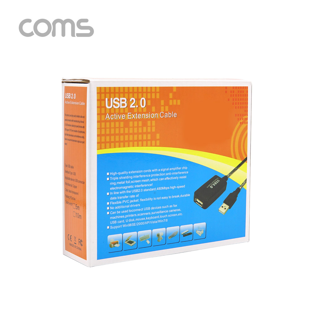 Coms USB 2.0 리피터(무전원) / 연장 케이블 / Active Extension Cable / 5M