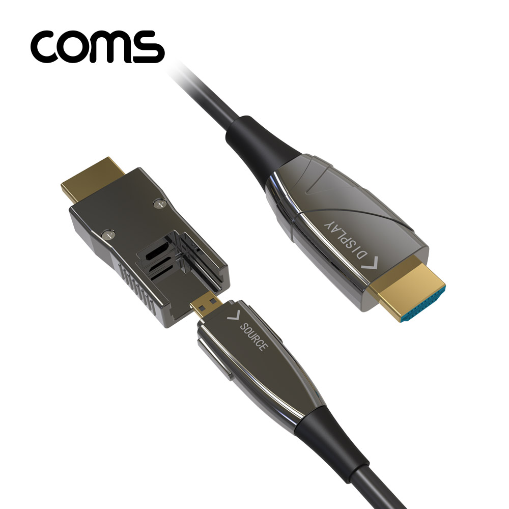 Coms HDMI 2.0 + Micro HDMI 분리형 리피터 광 케이블 10M, 4K2K@60Hz, HDMI-A / HDMI-D