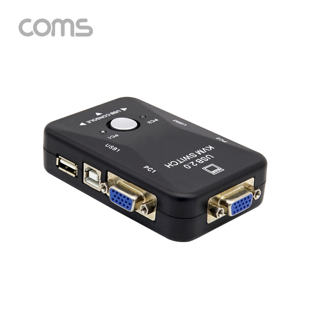 Coms KVM USB 스위치(2:1) / PC 2대 연결/ 주변장치 연결 가능