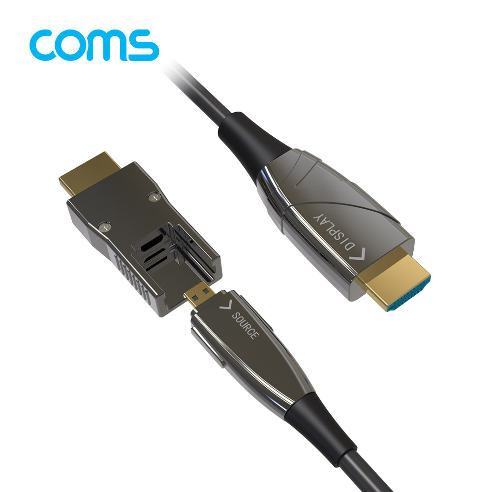 Coms HDMI 2.0 + Micro HDMI 분리형 리피터 광 케이블 50M, 4K2K@60Hz, HDMI-A / HDMI-D