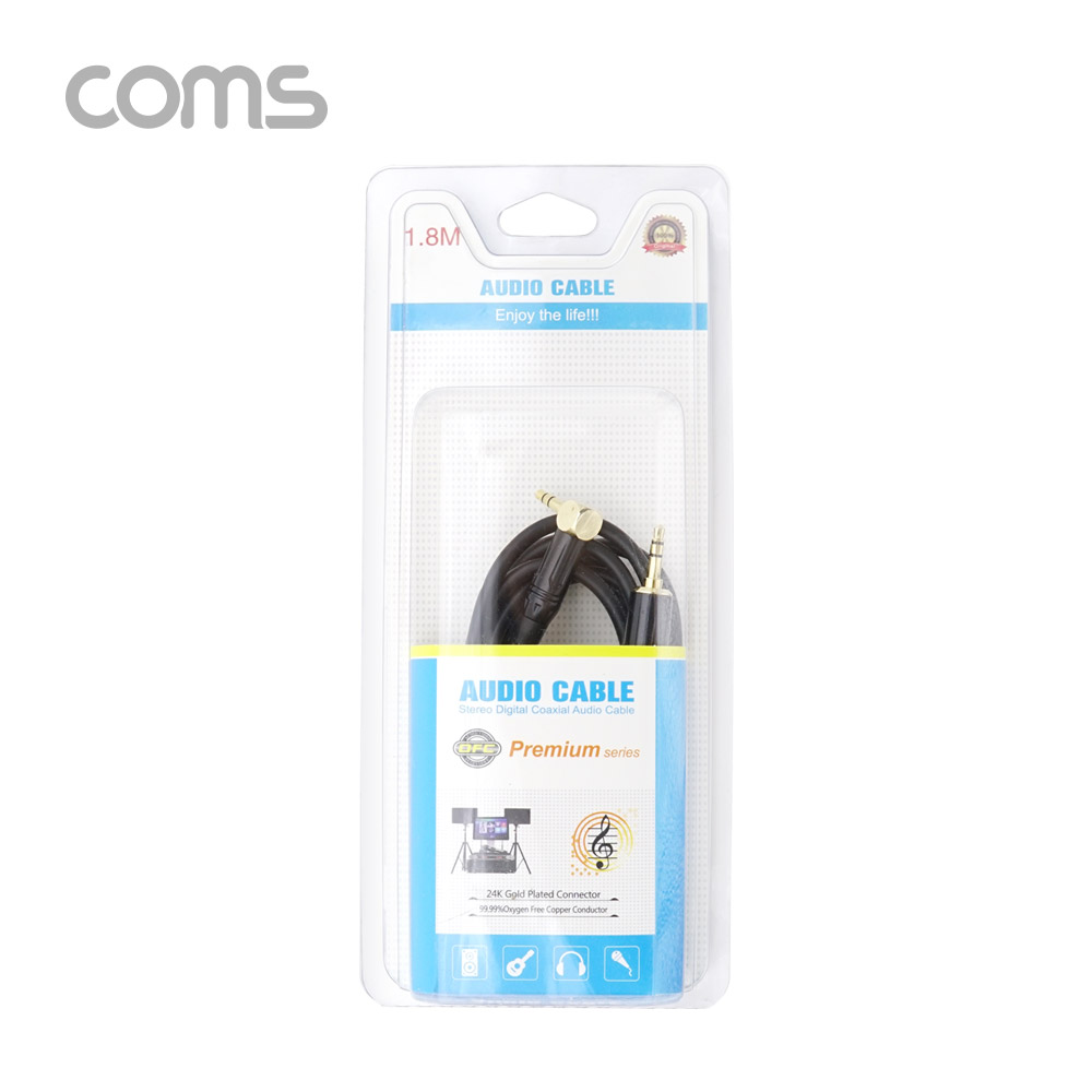 Coms OFC 스테레오 케이블 (3.5ø) 1.8M(ㄱ자/꺾임)