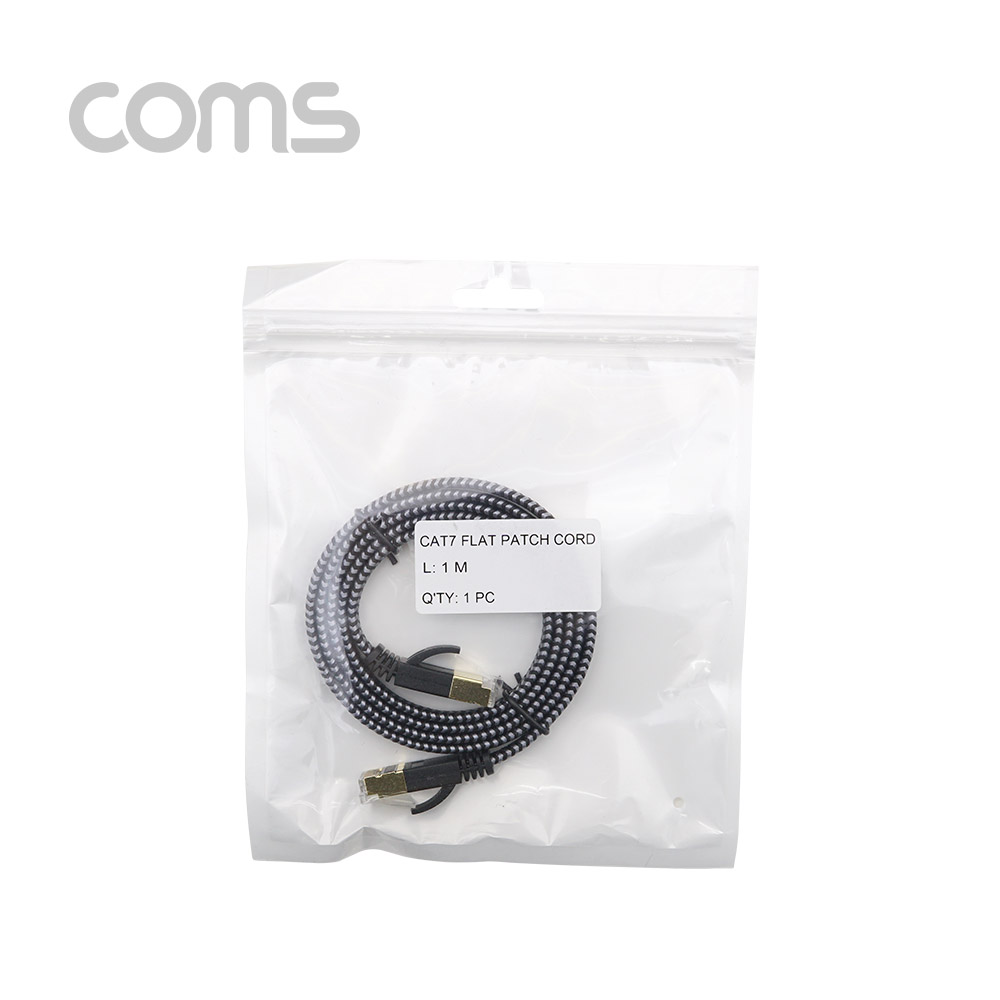 Coms 랜케이블(Direct/Cat#7/플랫형) - 1M / Black