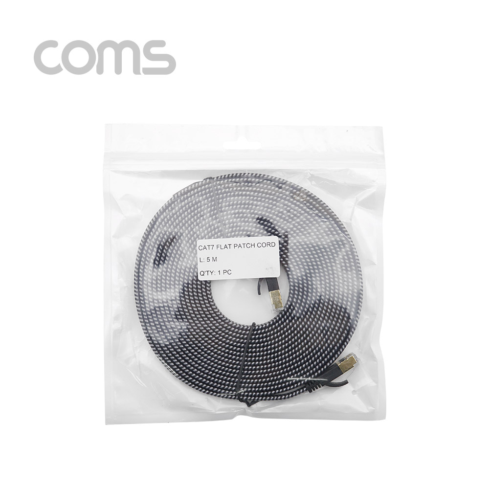 Coms 랜케이블(Direct/Cat#7/플랫형) - 5M / Black