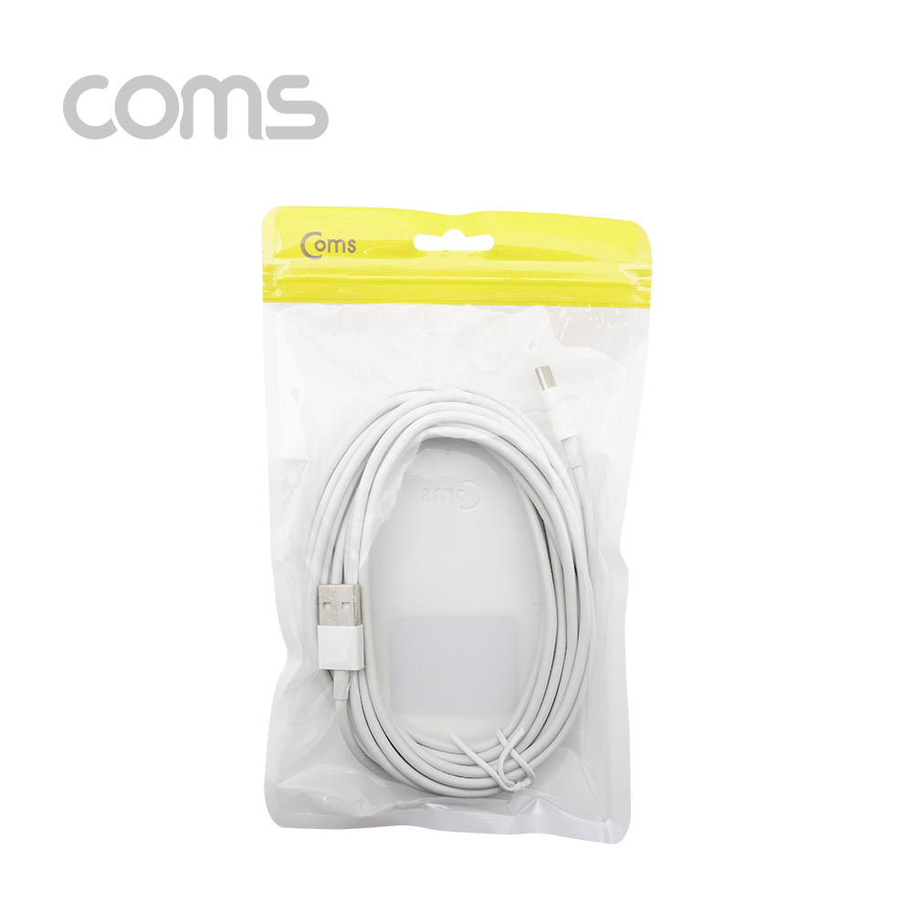 Coms USB 3.1 케이블 (Type C) 5M, 슬림/White