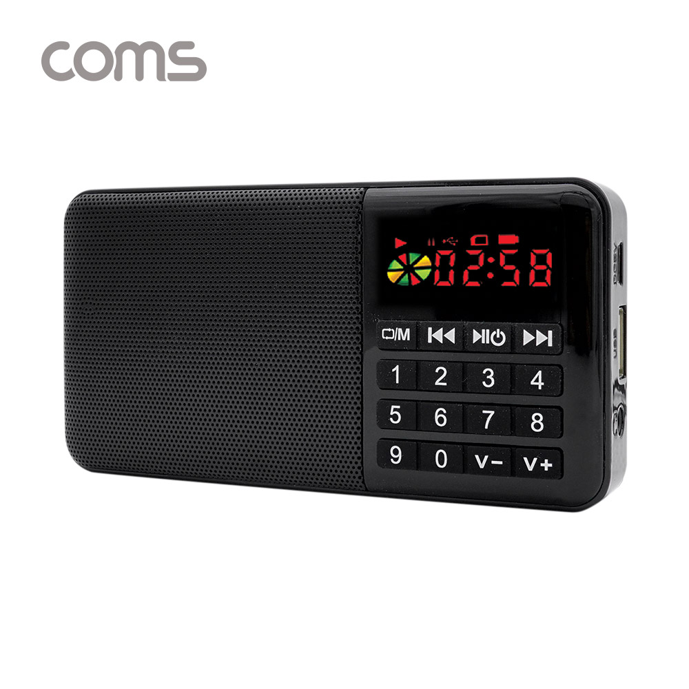 Coms 스테레오 FM라디오 / 효도라디오 / 3W 스피커 / 카드리더 / Black