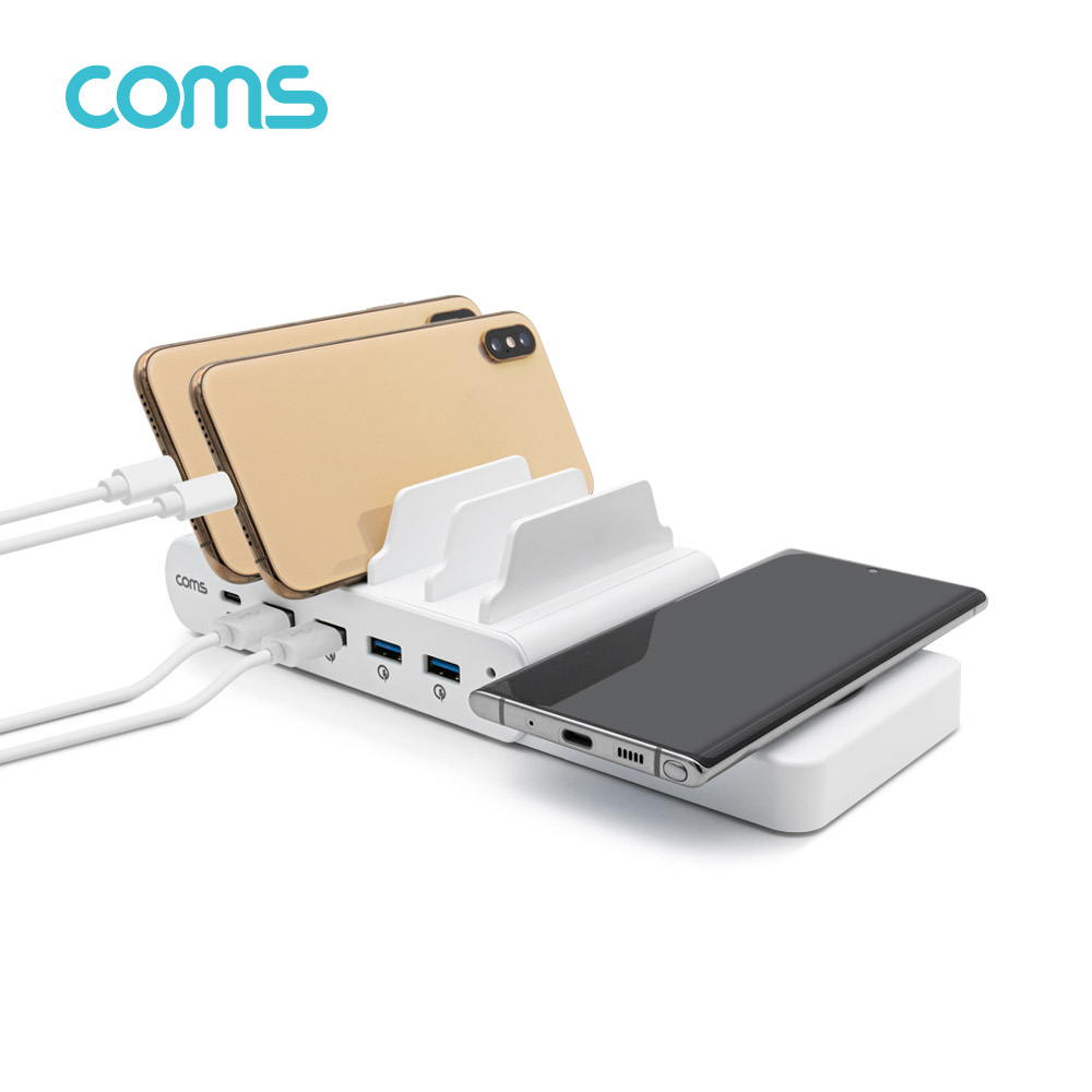 Coms 멀티고속충전기 / 5Port+무선충전모듈 / 최대 110W / PD 3.0 Type-C / QC 3.0