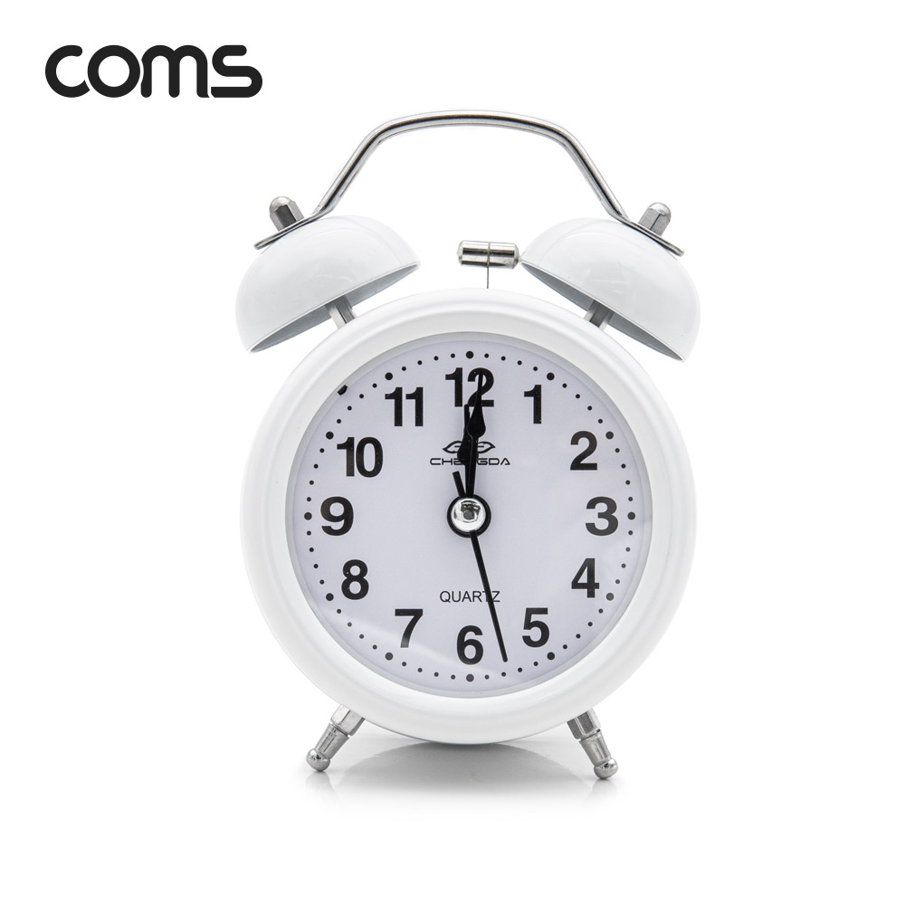 Coms 탁상용 아날로그 시계 / White / 알람시계 / 원형 / 무소음