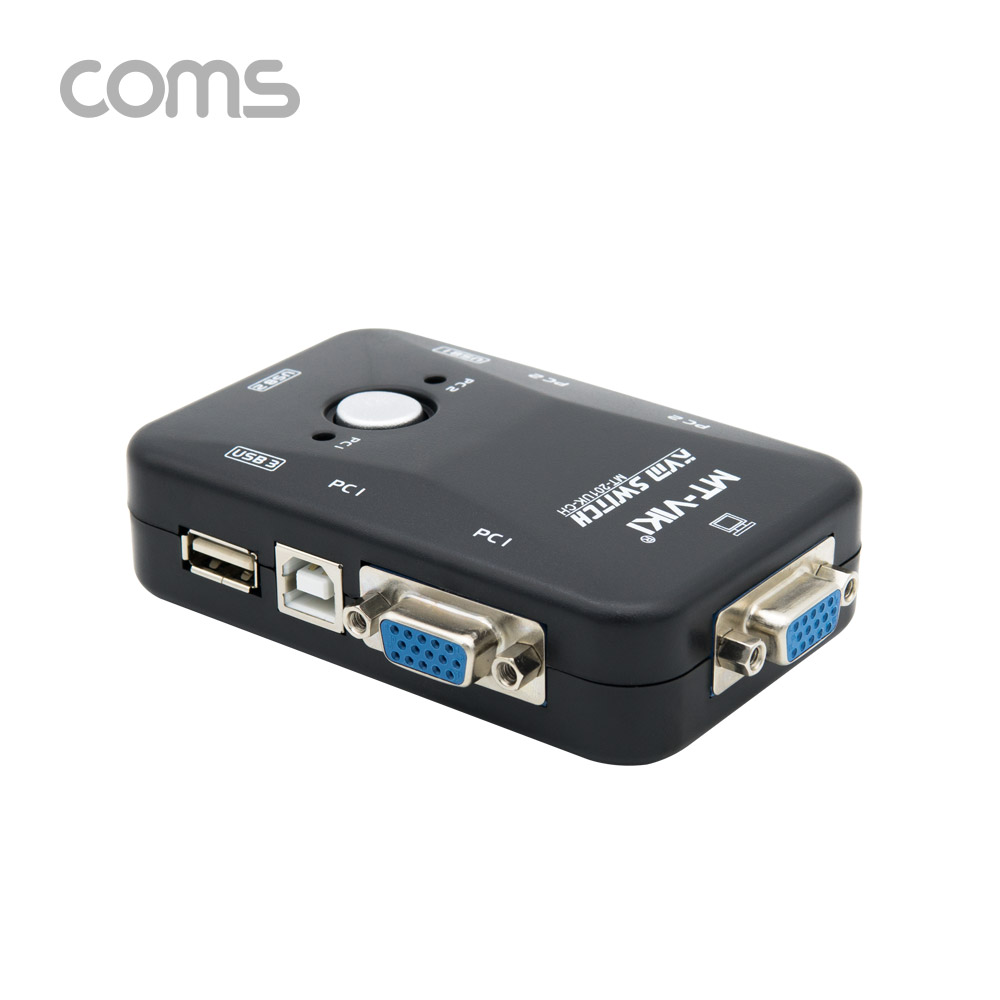 Coms KVM USB 스위치(2:1) / PC 2대 연결/ 주변장치 연결 가능