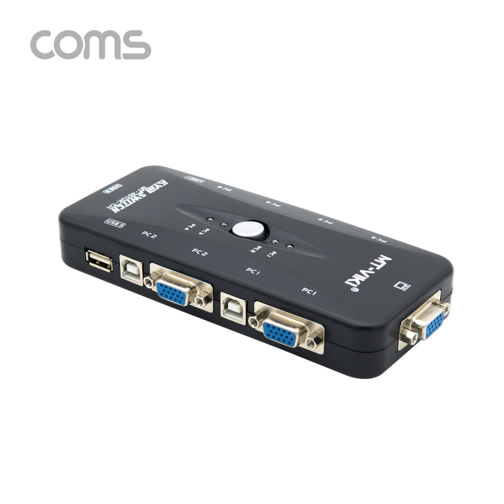 Coms KVM USB 스위치(4:1) / PC 4대 연결/ 주변장치 연결 가능