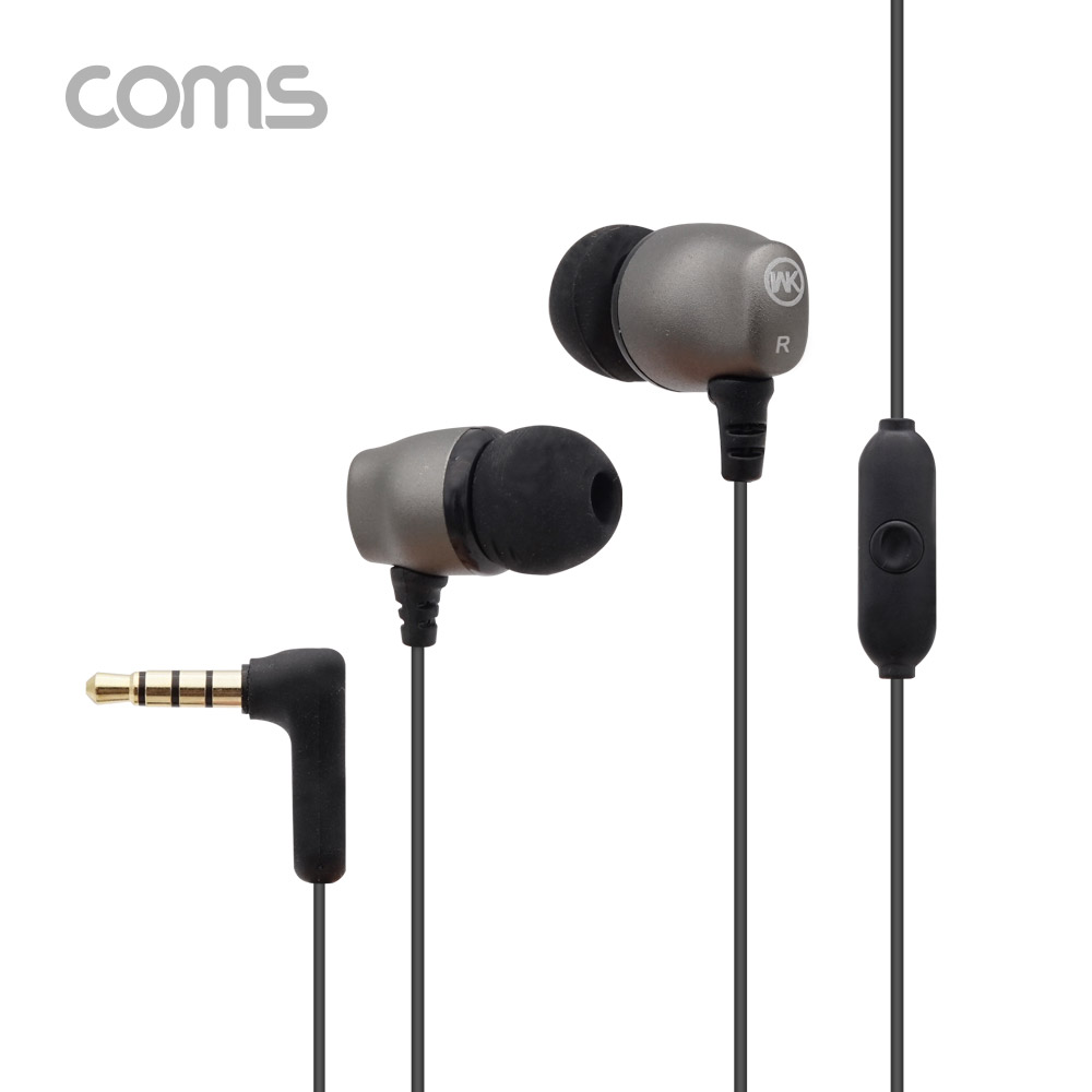 Coms 3.5 스테레오 이어폰 1.2m / 컨트롤 리모콘 / 마이크 / Stereo / black