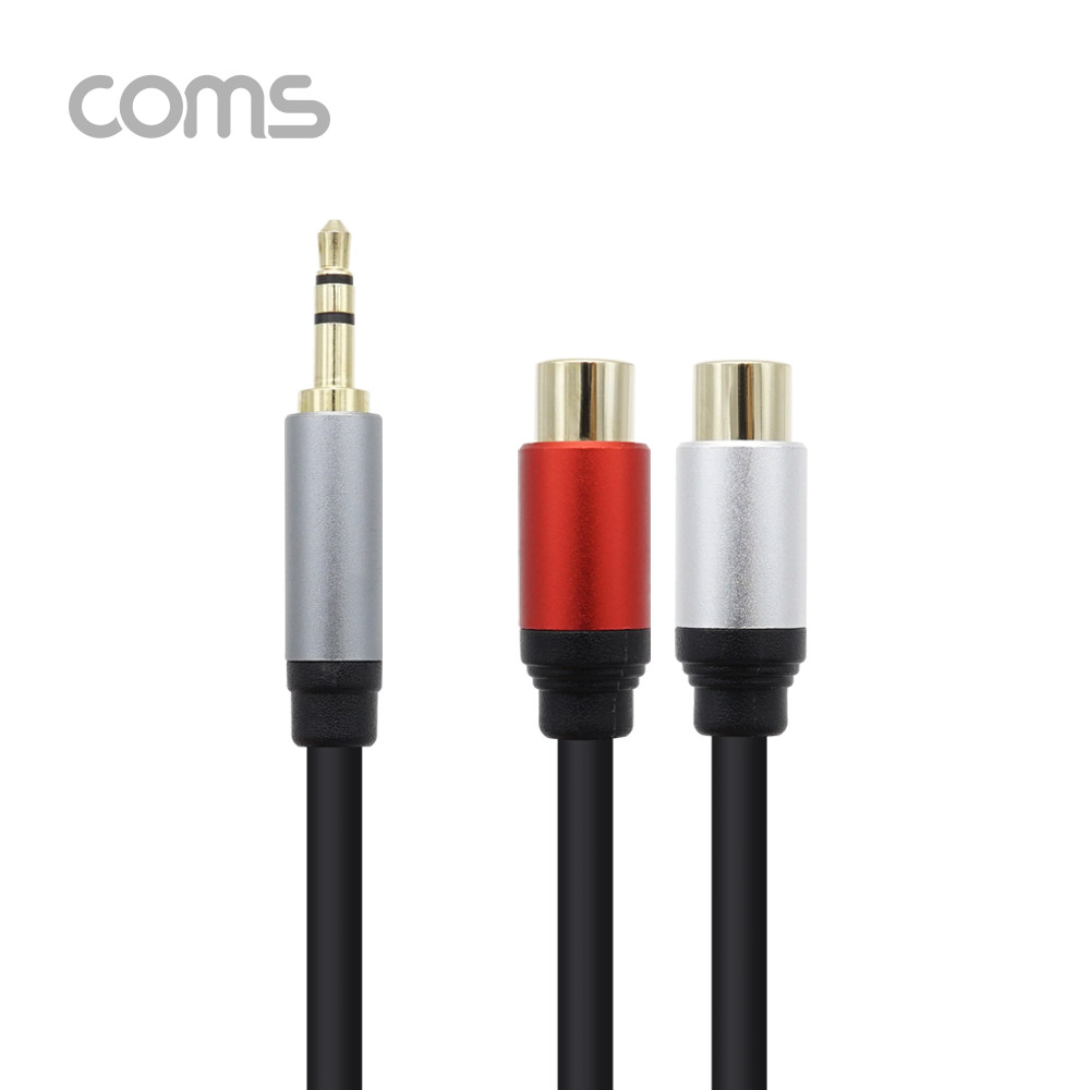 Coms 스테레오/RCA(2선) 케이블 (3.5 ST M/2RCA F), 30cm / OFC