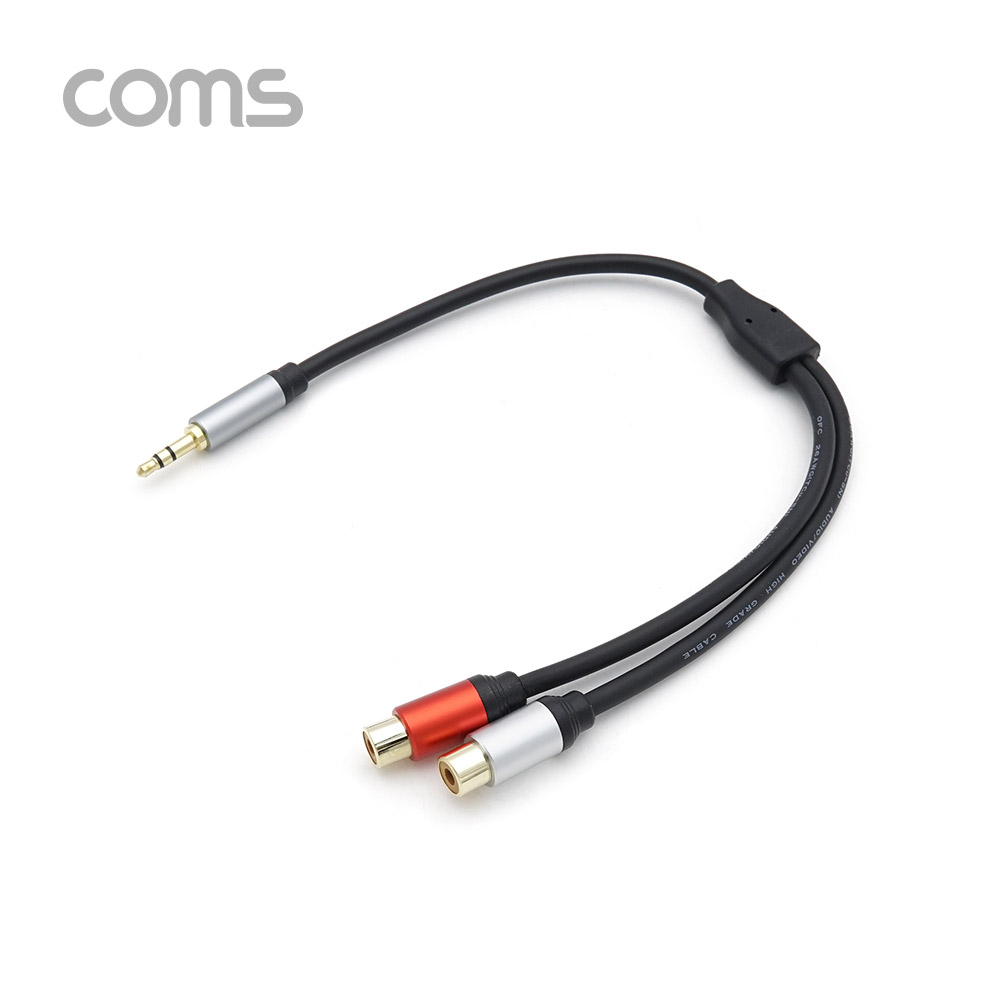 Coms 스테레오/RCA(2선) 케이블 (3.5 ST M/2RCA F), 30cm / OFC