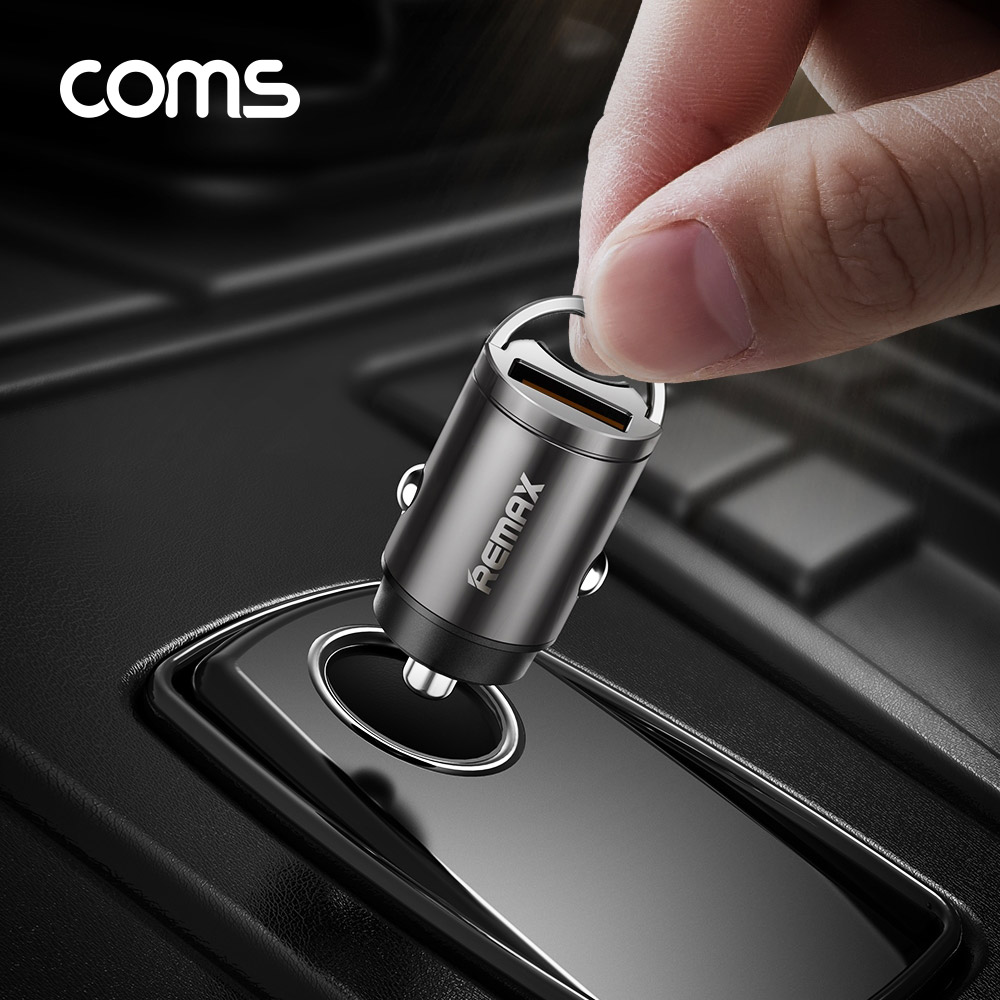 Coms 차량용 전원 시가잭(Type C) / QC 3.0 고속 충전기 / 시거잭 / 초소형 / 블랙