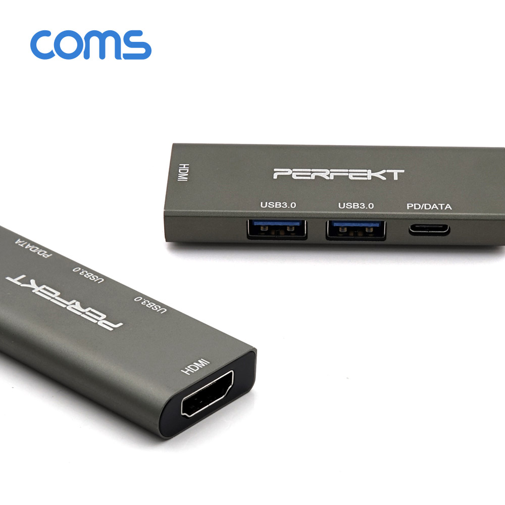 Coms USB 3.1 Type C 멀티 도킹&허브 / USB 3.0x2 + HDMI + Type-C(PD/CATA) 포트