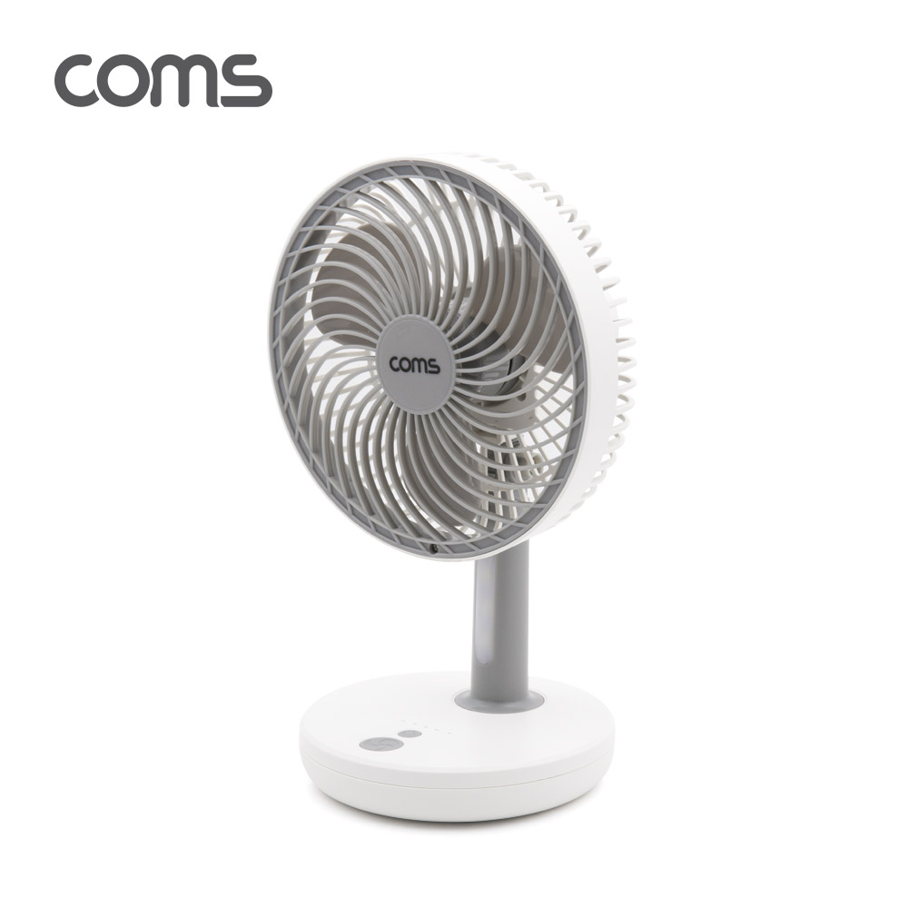 Coms 탁상용 무선 선풍기 / 회전식 선풍기 / 저소음 미니 선풍기 / USB 충전 / LED 무드등 램프