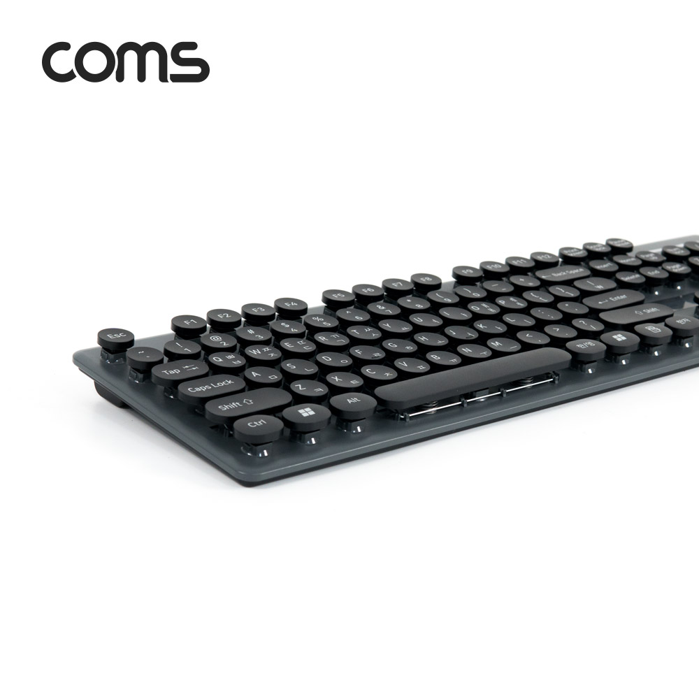 Coms 무선 키보드/마우스 콤보 세트 / 레트로 디자인 / USB 2.4GHz / 멤브레인 / 원형