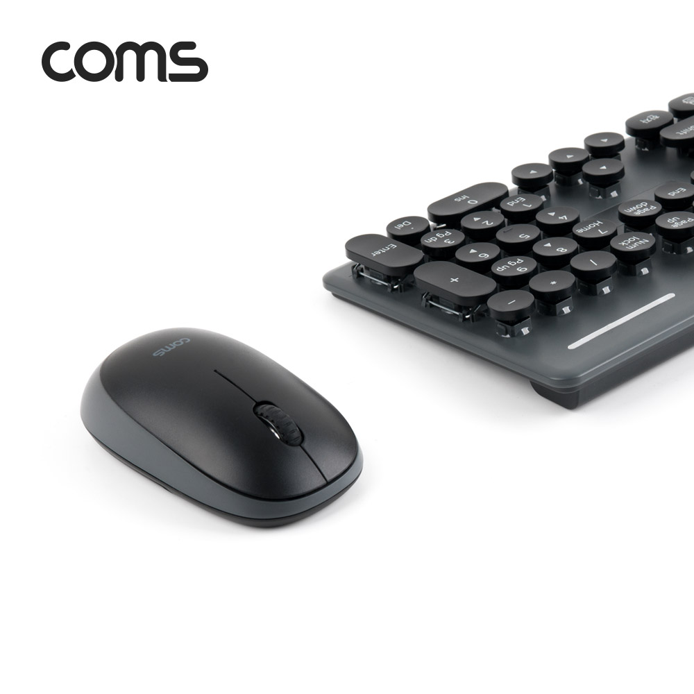 Coms 무선 키보드/마우스 콤보 세트 / 레트로 디자인 / USB 2.4GHz / 멤브레인 / 원형