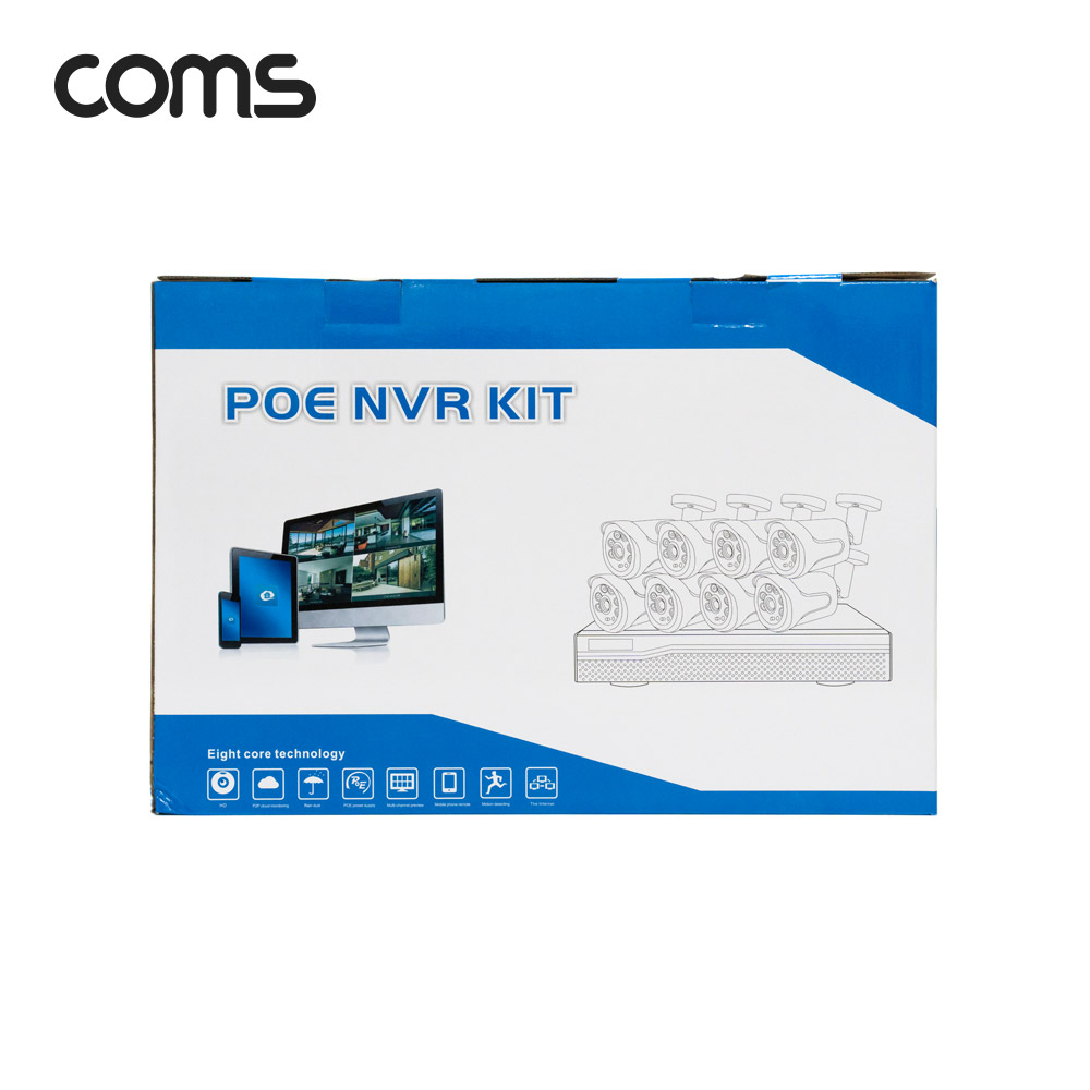 Coms 8채널 NVR CCTV IP 카메라 녹화기 풀패키지 / PoE 기능지원 / 300만화소 카메라
