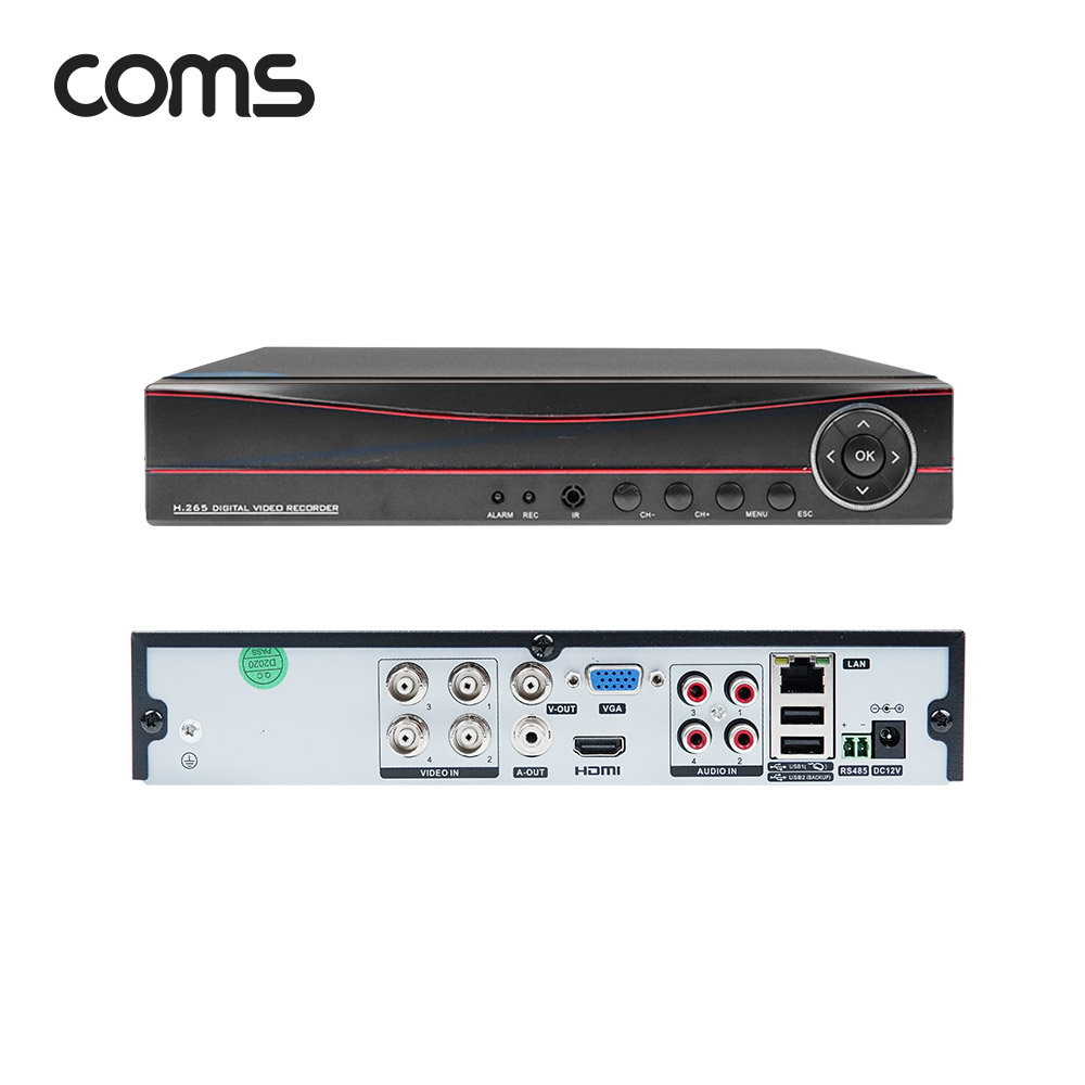 Coms 4채널 DVR CCTV IP 카메라 녹화기 풀패키지 / 실내형x2, 실외형x2