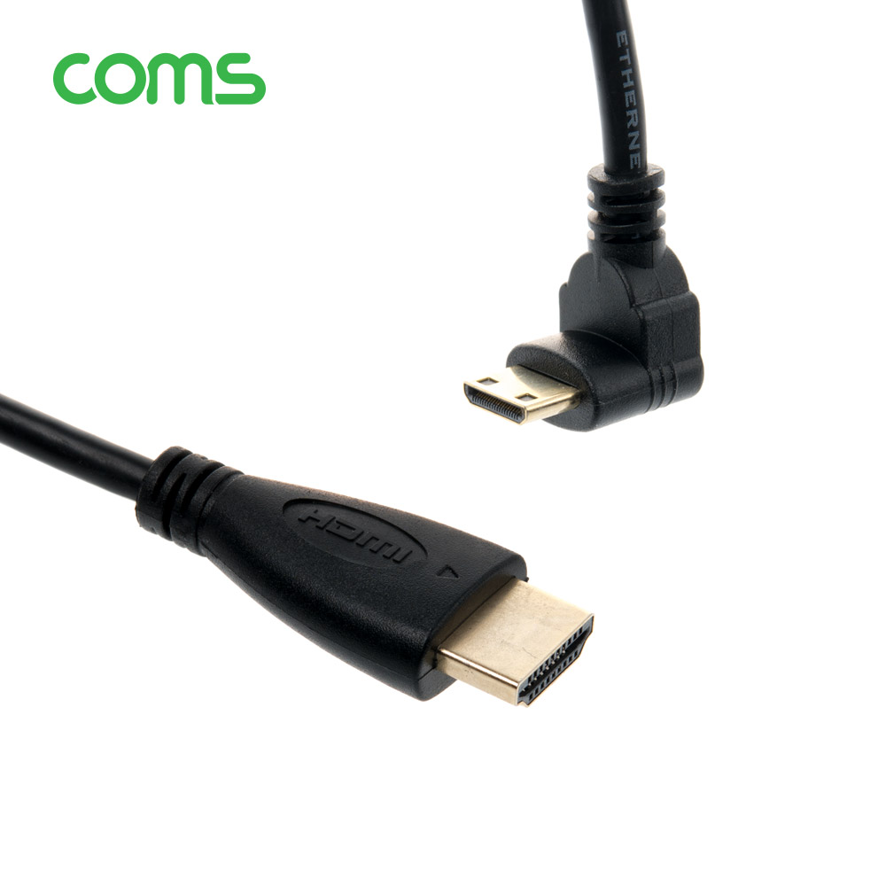 Coms 미니 HDMI 변환 케이블 30cm HDMI M to Mini HDMI M 상향꺾임