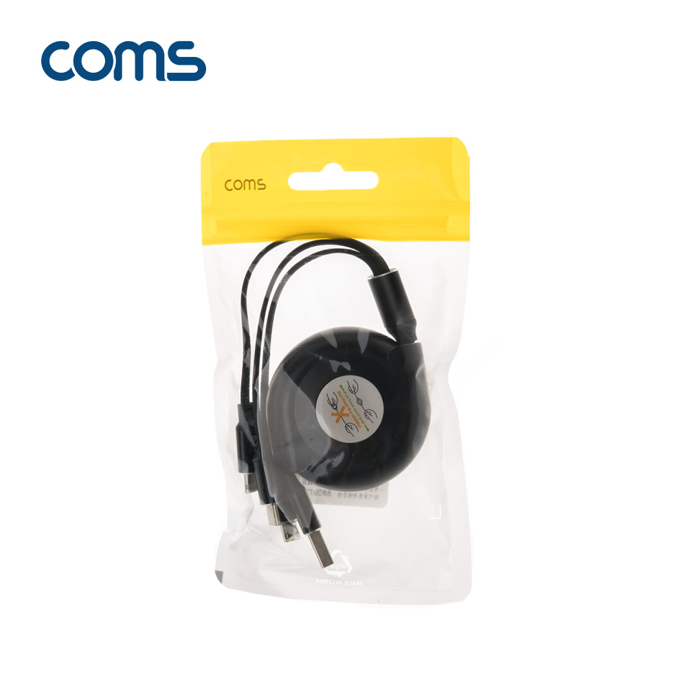 Coms 스마트폰 멀티 케이블(3 in 1) / 자동감김 케이블 / 충전전용 / 플랫