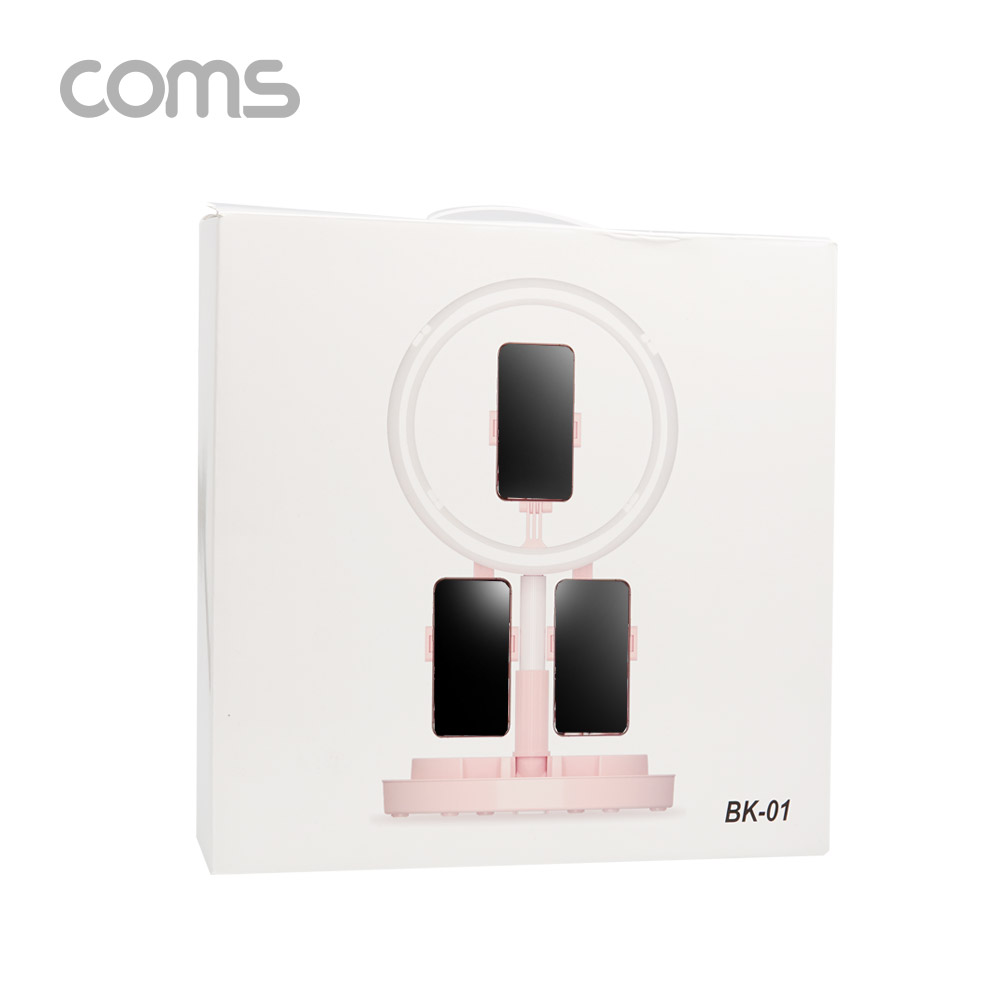 Coms LED 링 라이트 / 개인방송용 원형램프/조명/USB 전원/ 29cm /탁상/스탠드/3중 거치대