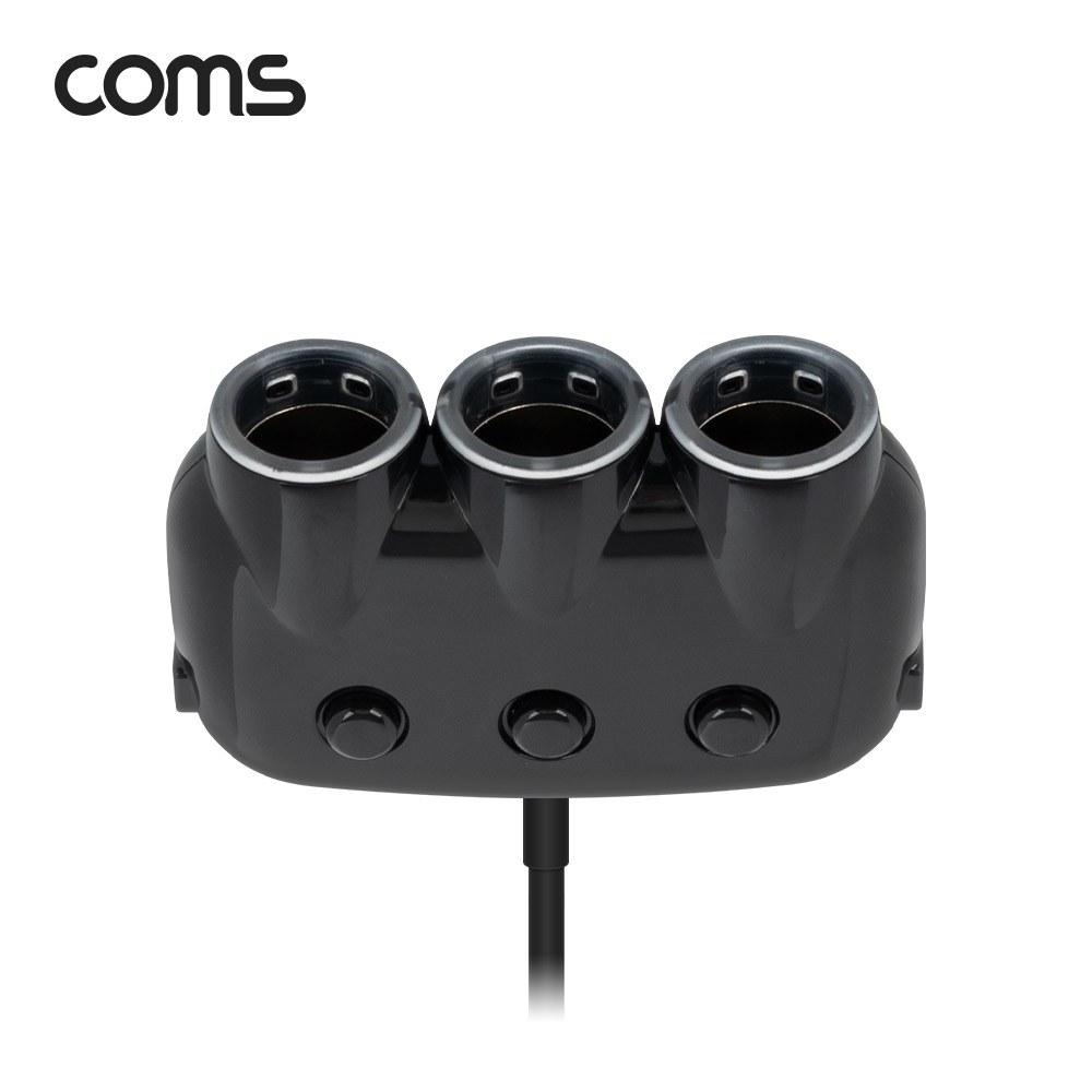 Coms 차량용 3구 멀티소켓 / 시거소켓 3구 / USB 2포트 / 개별 스위치 / 120W / 12V 24V 호환