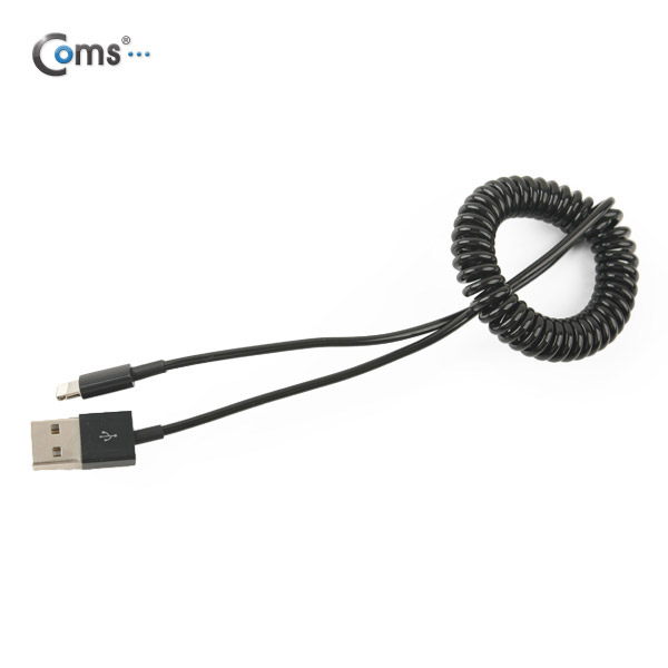 Coms iOS 스마트폰5 8핀 (8Pin) 스프링 케이블, Black