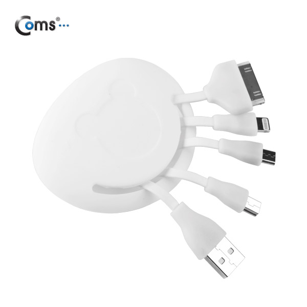 Coms iOS 스마트폰 5 케이블(4 in 1), 멀티/올인원 , White/충전